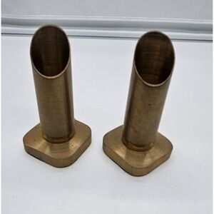 Vintage Solid Brass Slanted Taper Candle Holders Set of 2 MCM Industrial HEAVY